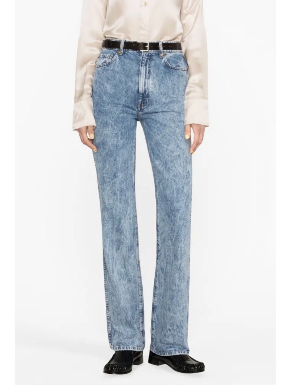 KHAITE Acid-Wash Light Blue Straight-Leg Jeans